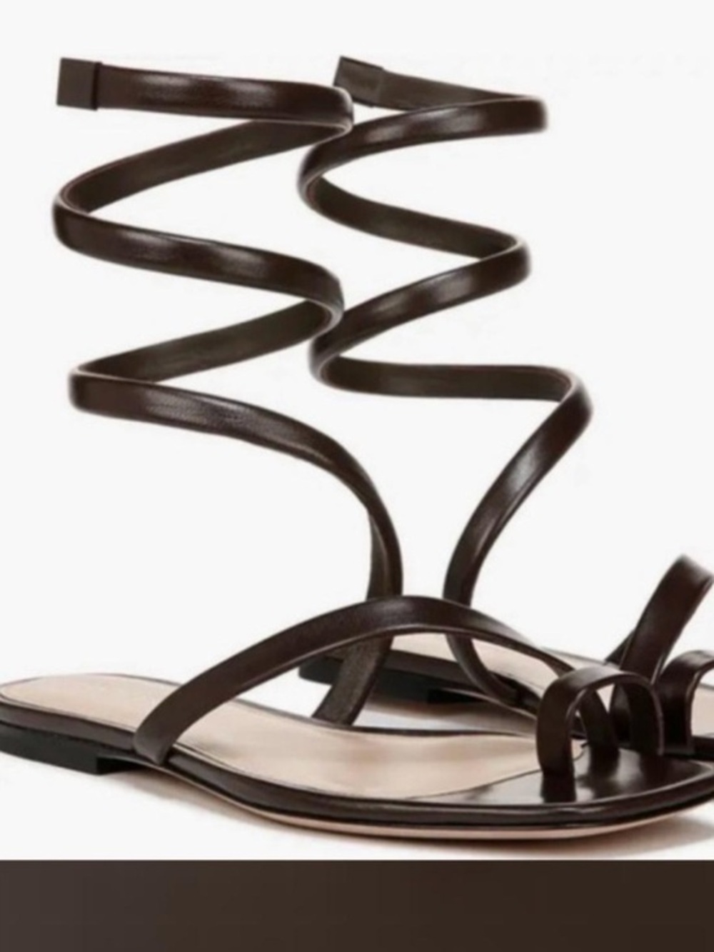 Veronica Beard Brown Leather Wrap Sandals Ankle Tie Flat Size 8